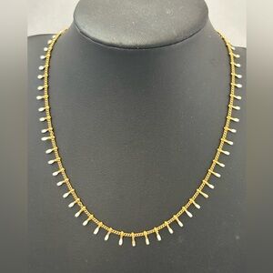 Atolea gold tone delicate choker necklace with white enamel tips